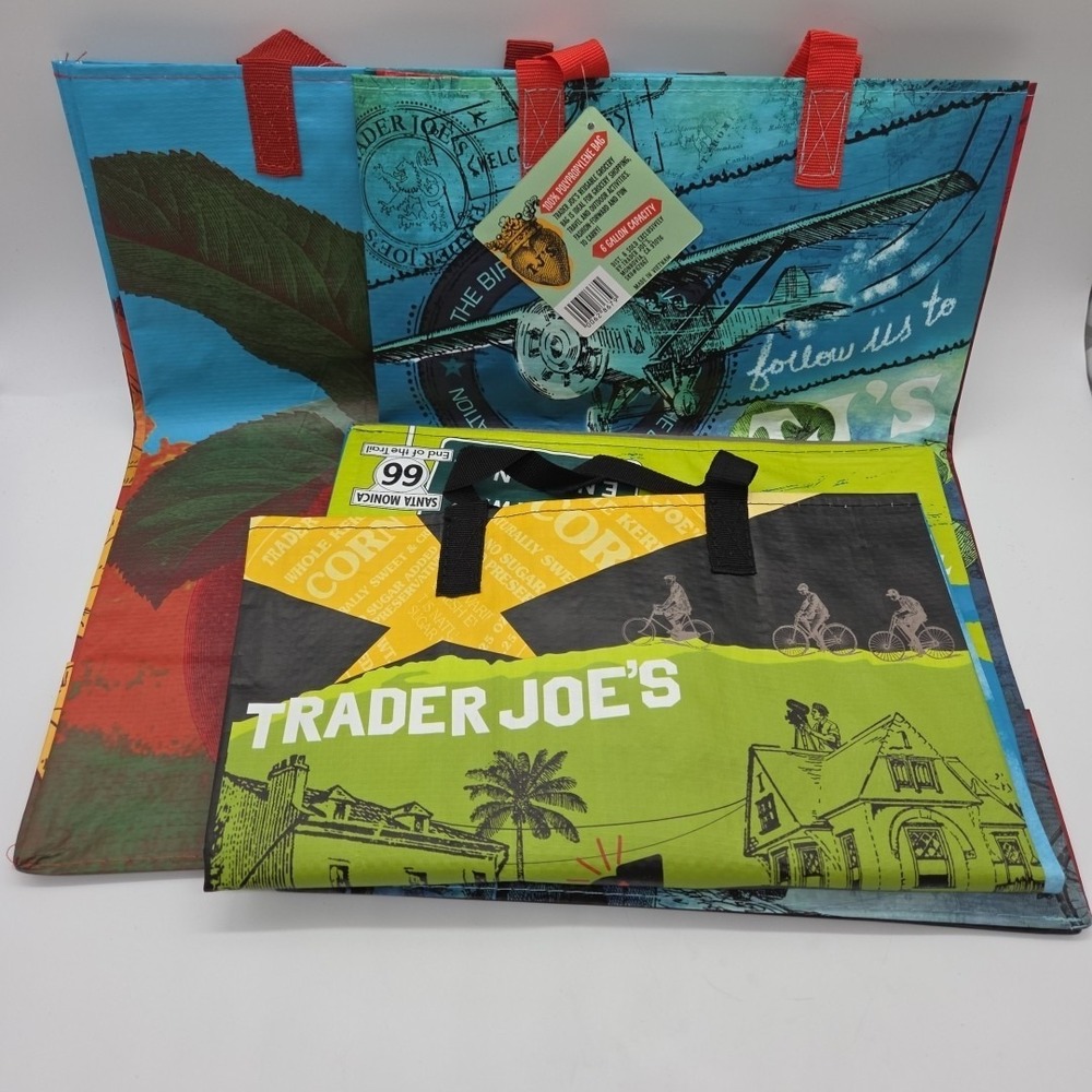 NEW Lot Of 3 Trader Joe's Reusable Grocery Bags New Hampshire Ohio California